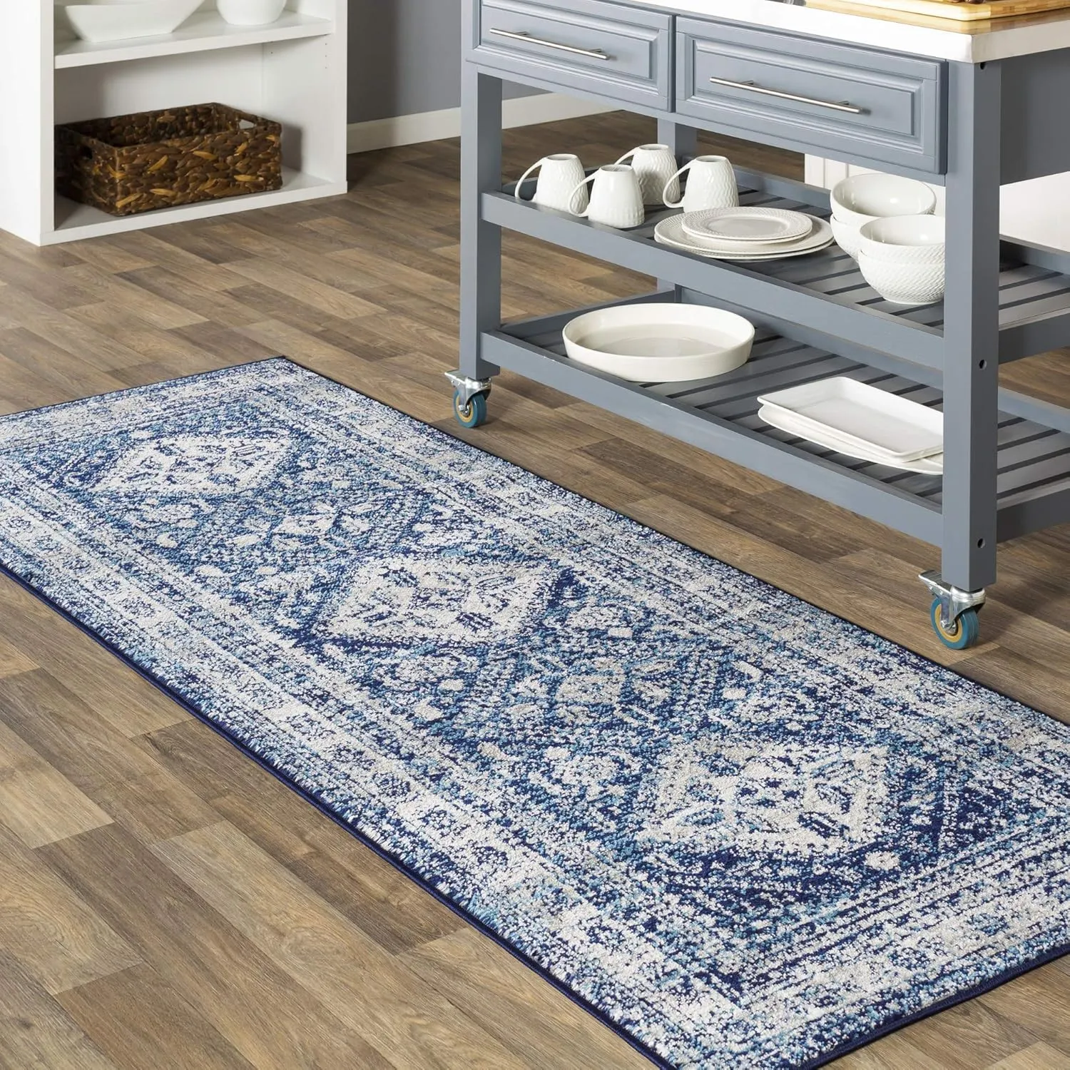 Livabliss Desta Vintage Oriental Runner Area Rug,2'7" x 7'3",Navy
