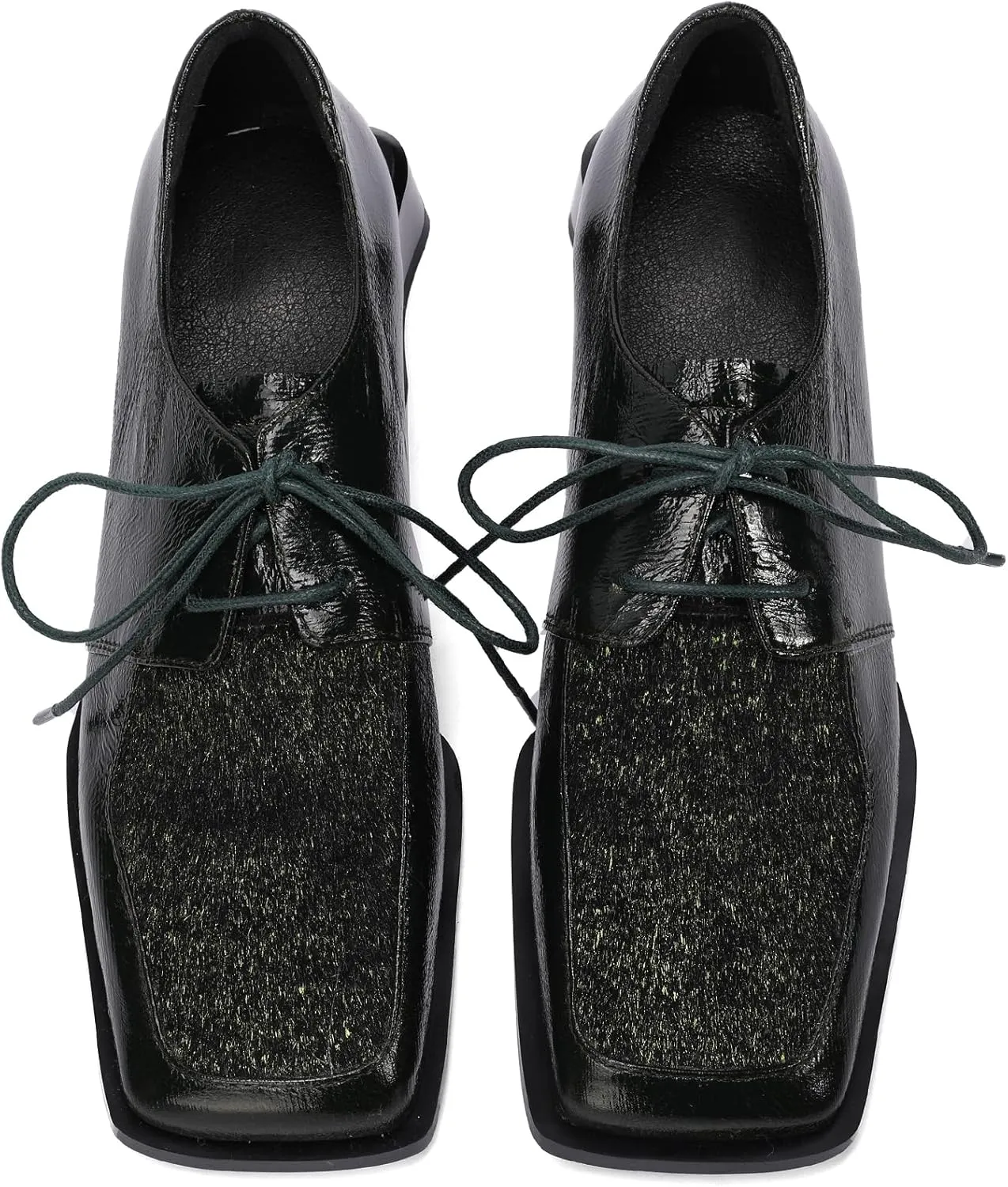 Loafers for Women Square Toe Chunky Block Dress Lace Up Wide Casual Comfortable Dressy Low Heels Flats Trendy Ladies Comfort Moccasins Elegantes 2 Inch Shoes