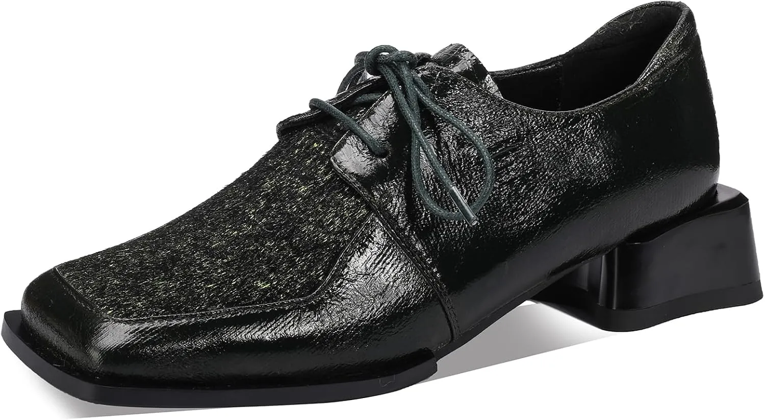 Loafers for Women Square Toe Chunky Block Dress Lace Up Wide Casual Comfortable Dressy Low Heels Flats Trendy Ladies Comfort Moccasins Elegantes 2 Inch Shoes