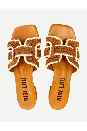 Lola Cruz Knit Sandals, Tan