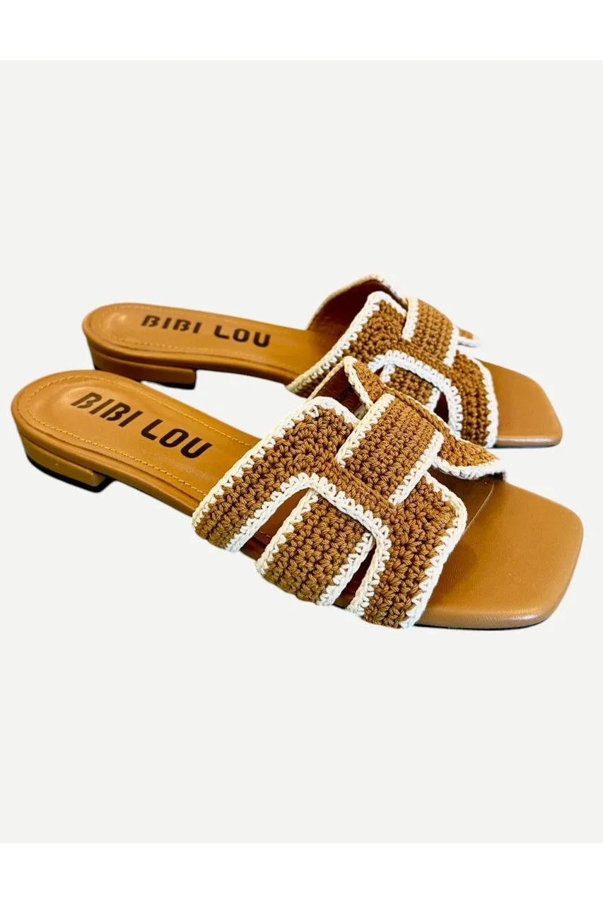 Lola Cruz Knit Sandals, Tan