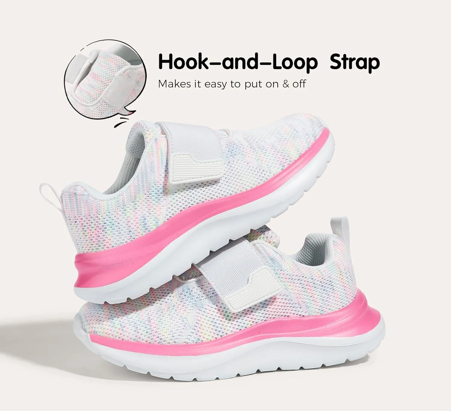 LUCKY STEP Boys Girls Tennis Shoes Kids Unisex Walking Running School Athletic Hook and Loops Strap Breathable for Toddler/Little Kid/Big Kid