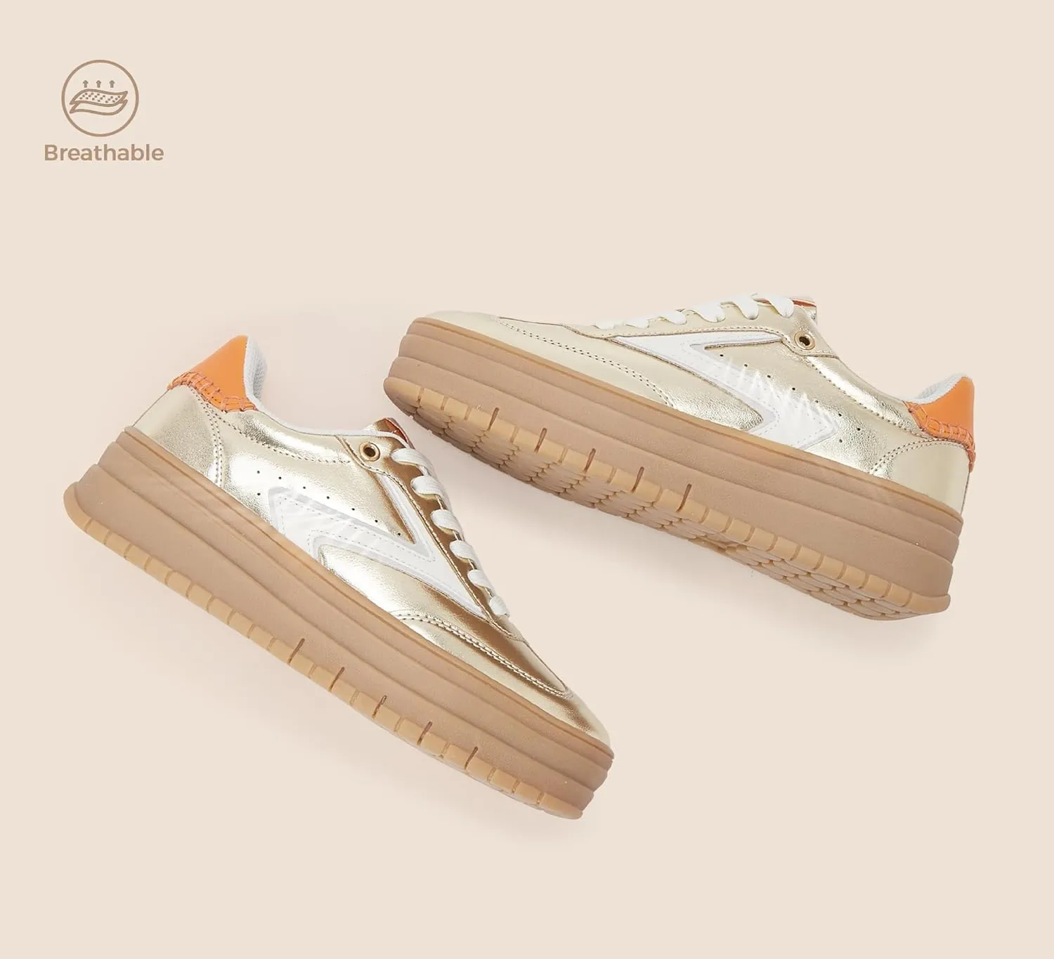 LUCKY STEP Women's Platform Sneakers Gum Sole Suede Casual Classic Retro Rubber Thick Sole Trendy Fashion Tennis Walking Shoes