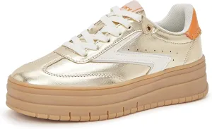 LUCKY STEP Women's Platform Sneakers Gum Sole Suede Casual Classic Retro Rubber Thick Sole Trendy Fashion Tennis Walking Shoes