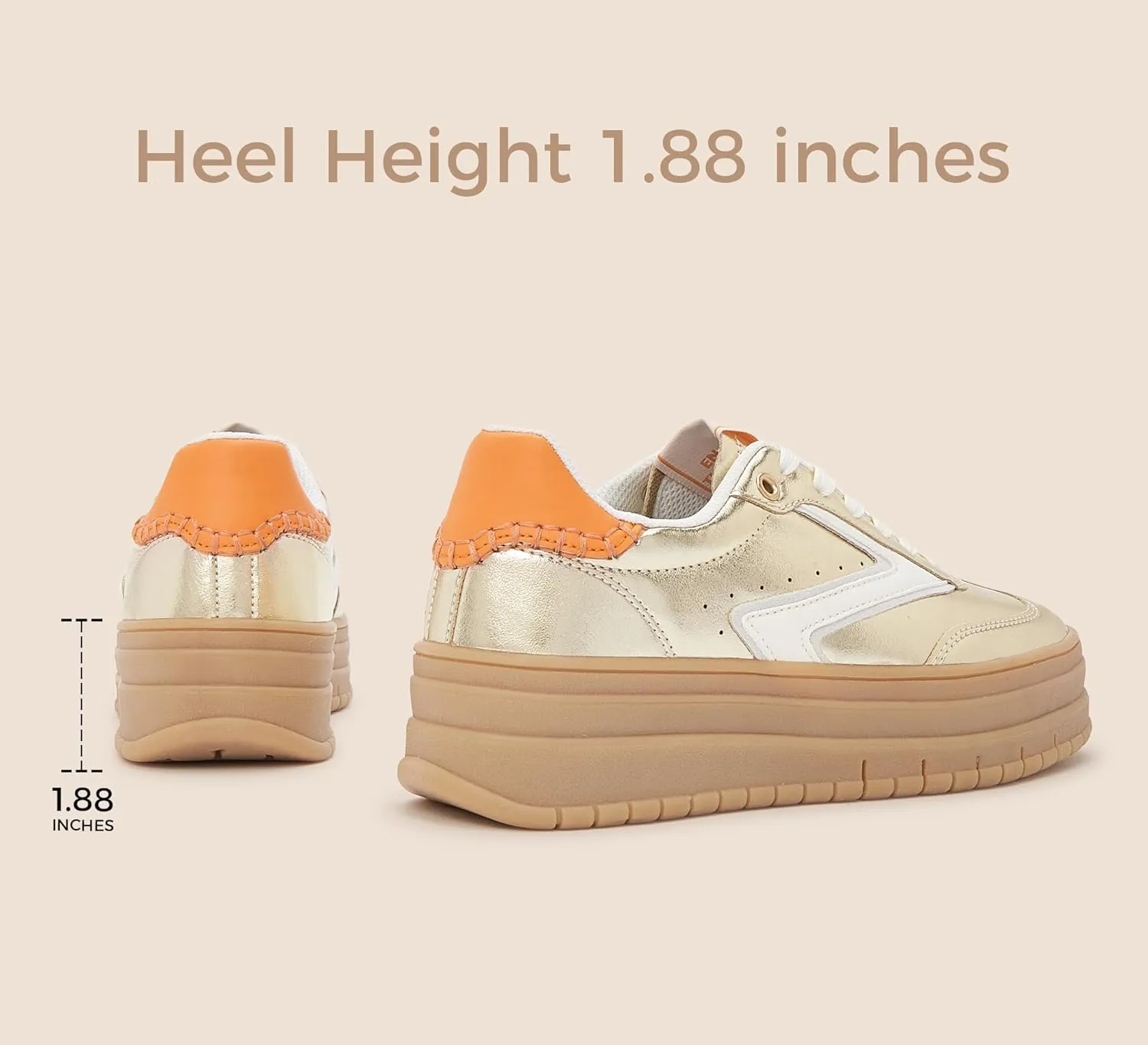 LUCKY STEP Women's Platform Sneakers Gum Sole Suede Casual Classic Retro Rubber Thick Sole Trendy Fashion Tennis Walking Shoes