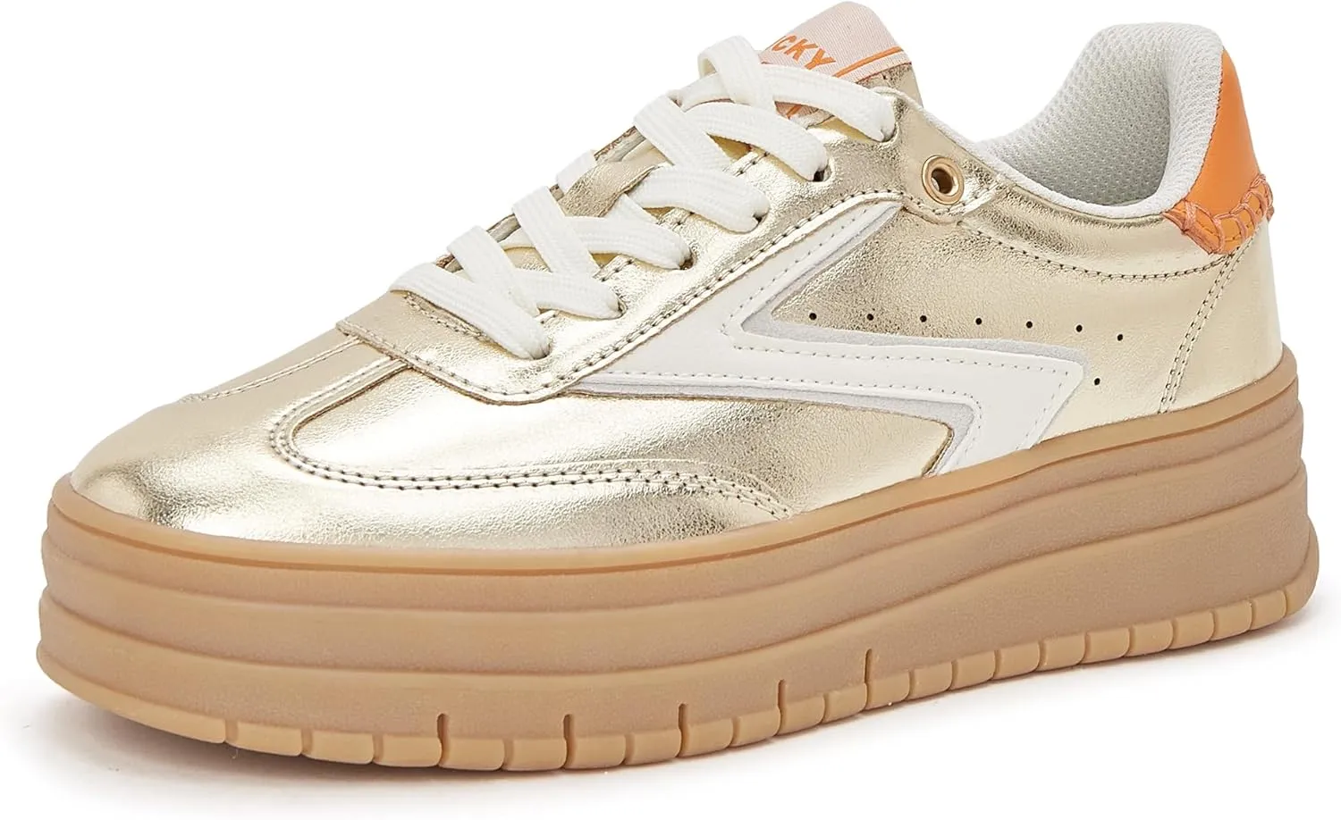 LUCKY STEP Women's Platform Sneakers Gum Sole Suede Casual Classic Retro Rubber Thick Sole Trendy Fashion Tennis Walking Shoes