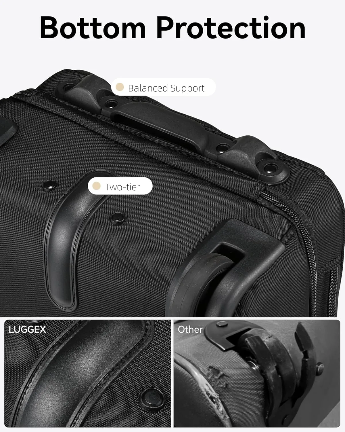 LUGGEX Underseat Carry On Luggage with Wheels, Stylish Lightweight Under Seat Luggage, Soft Sided Personal Item Suitcase for Short Trip (Chestnut Black, 16 Inch)