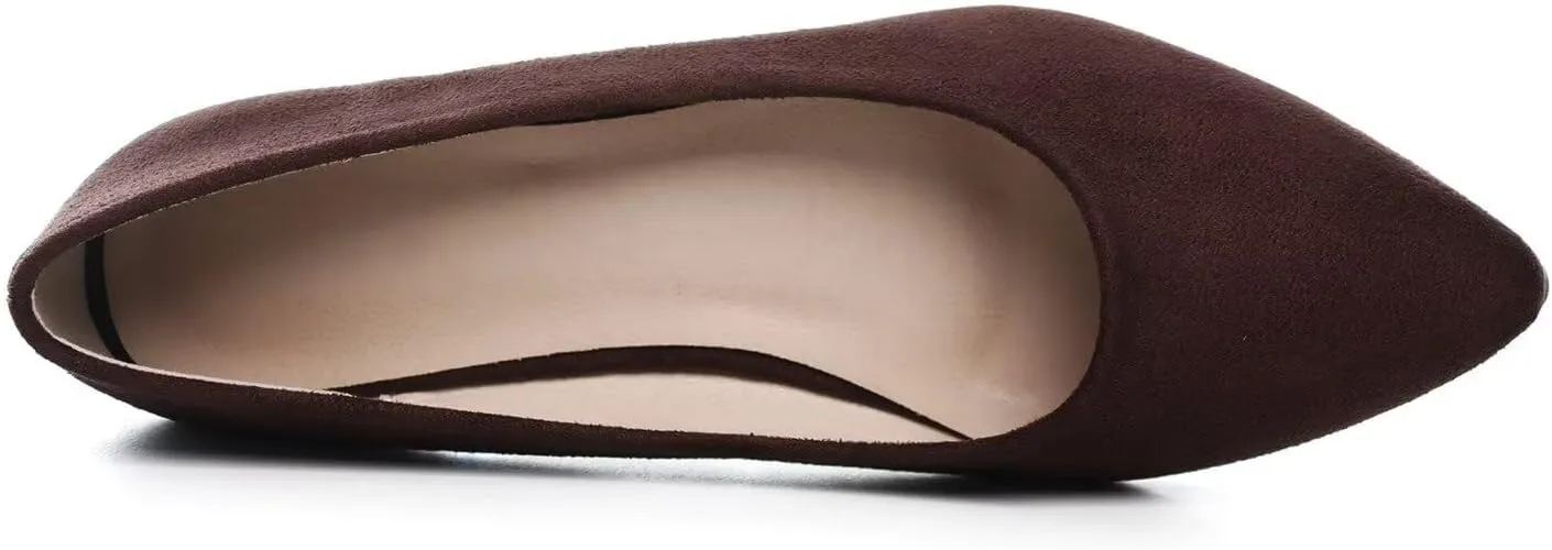 LUXINYU Cute Slip-On Flat Ballet Shoes Soft Suede Solid Classic Pointed Toe Flats Comfortable Dress Shoes