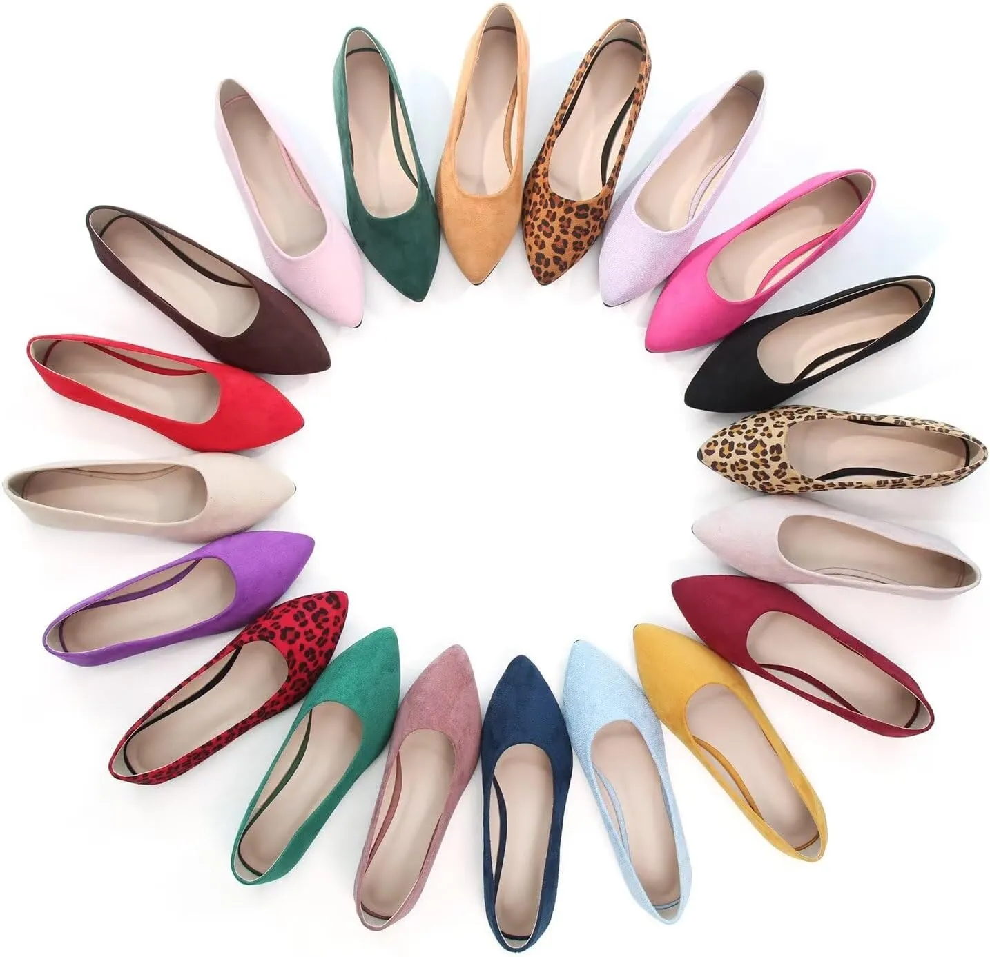 LUXINYU Cute Slip-On Flat Ballet Shoes Soft Suede Solid Classic Pointed Toe Flats Comfortable Dress Shoes