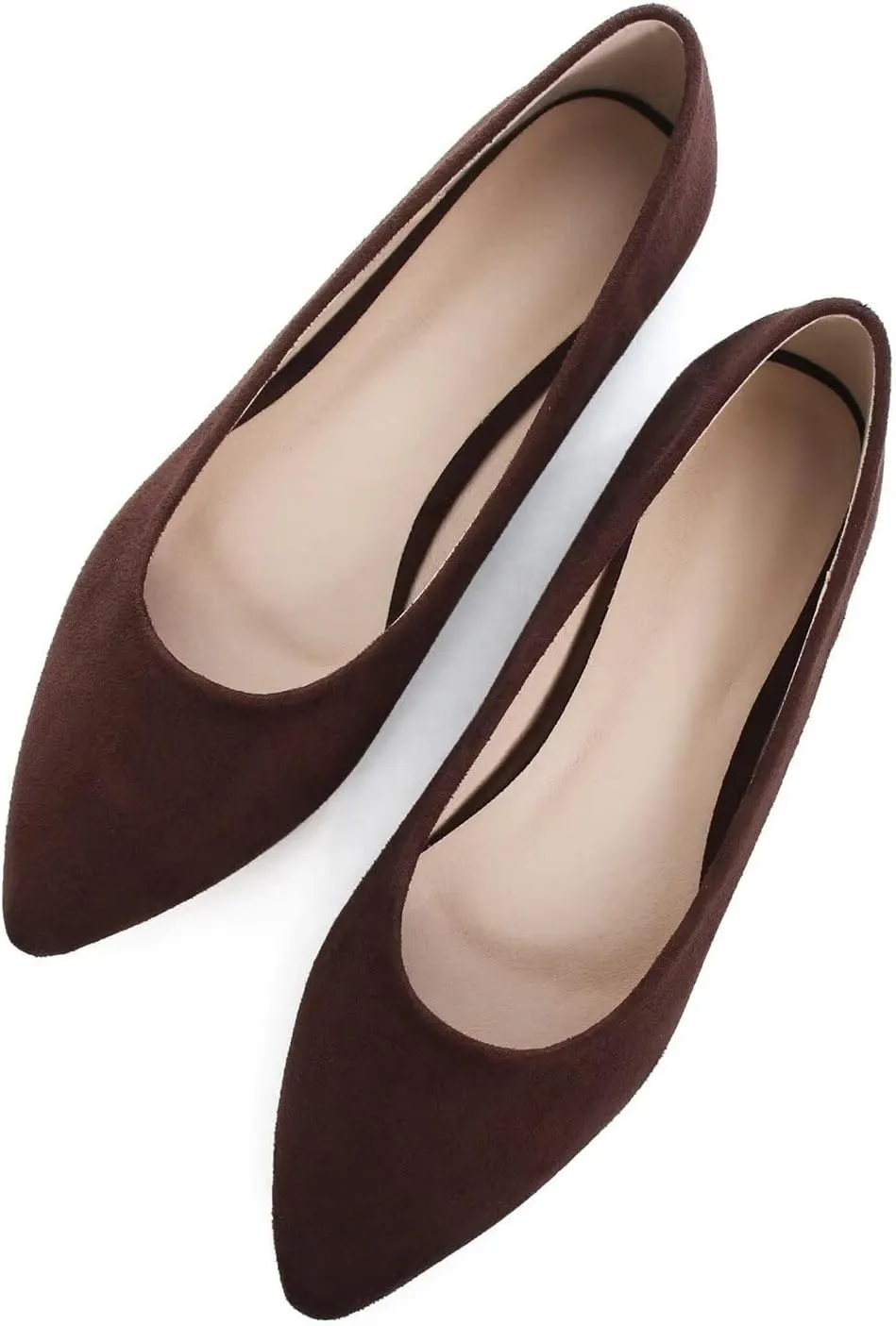 LUXINYU Cute Slip-On Flat Ballet Shoes Soft Suede Solid Classic Pointed Toe Flats Comfortable Dress Shoes
