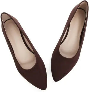 LUXINYU Cute Slip-On Flat Ballet Shoes Soft Suede Solid Classic Pointed Toe Flats Comfortable Dress Shoes