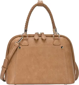 Madison West Camila Satchel | Soft distressed vegan leather satchel with accordion opening | 11L x 4.5W x 8.25H