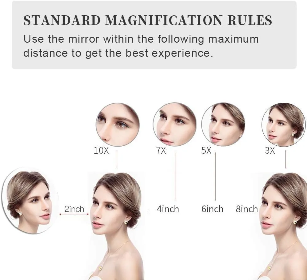 Makeup Mirror with Led Lights 10X, Makeup Mirror Wall Mounted, Round Makeup Mirror 360 Rotation, for Makeup, Shaving, Facial Care