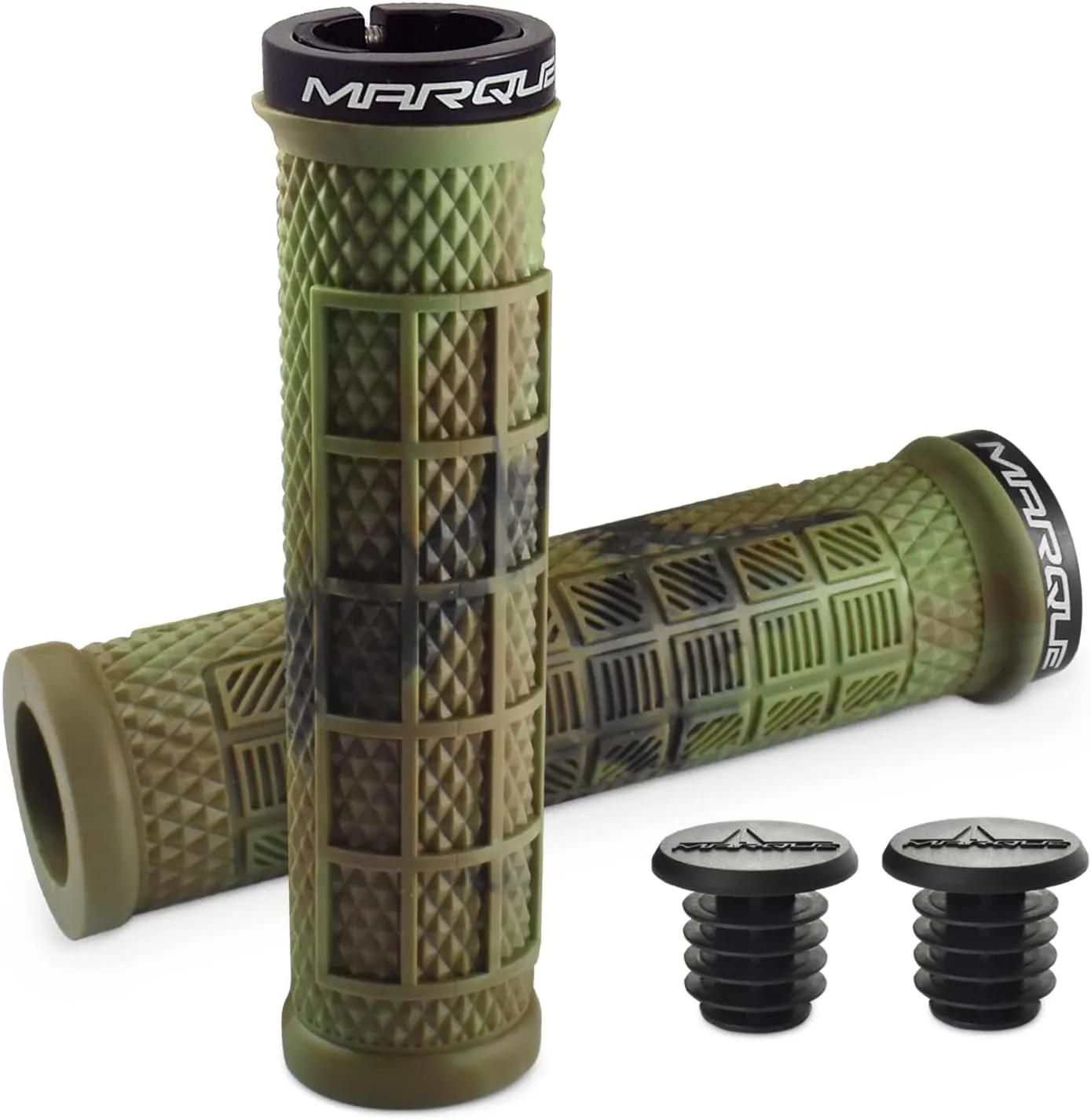 MARQUE Grapple MTB Grips - Mountain Bike Grips with Single Lock On Collar for Handlebar, for BMX, E-Bike, Scooter, Beach Cruiser & Most Adult Bicycle Handlebar, Anti-Slip & Comfortable