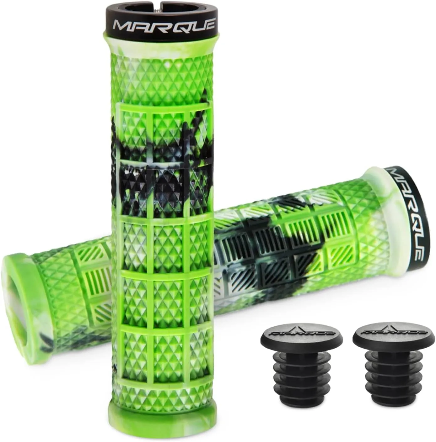 MARQUE Grapple MTB Grips - Mountain Bike Grips with Single Lock On Collar for Handlebar, for BMX, E-Bike, Scooter, Beach Cruiser & Most Adult Bicycle Handlebar, Anti-Slip & Comfortable
