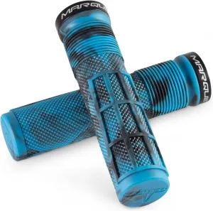MARQUE Race Mountain Bike Handlebar Grips – Single Lock-On Ring Collar MTB and BMX Bicycle Handle Bar with Non-Slip Grip, Knurly Gritty Pattern and Half Waffle Pattern