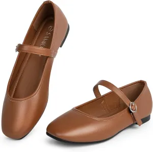 Mary Jane Flats Shoes Women Square Toe Ballet Flats Comfortable Ankle Strap Flats Casual Slip on Flats Women Flats Dress Shoes