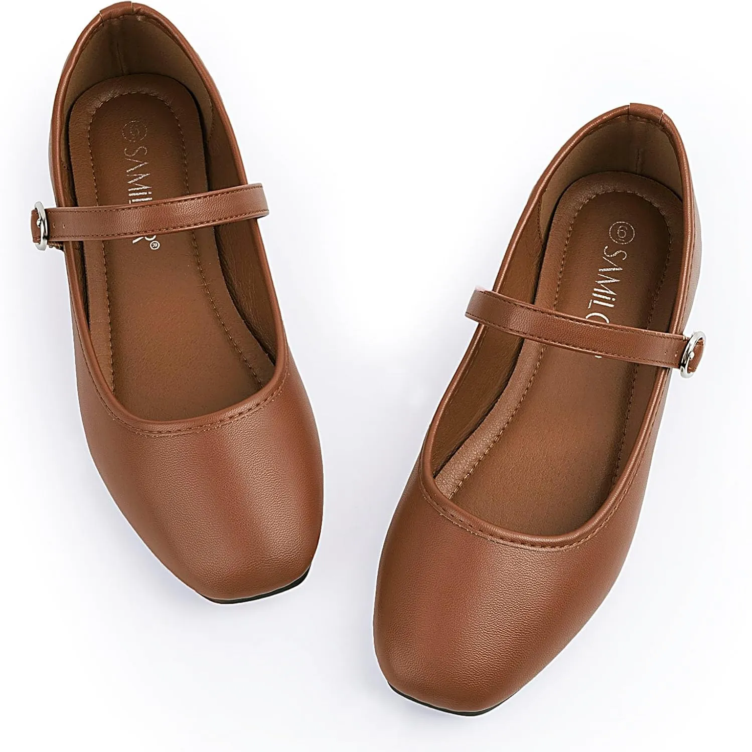 Mary Jane Flats Shoes Women Square Toe Ballet Flats Comfortable Ankle Strap Flats Casual Slip on Flats Women Flats Dress Shoes