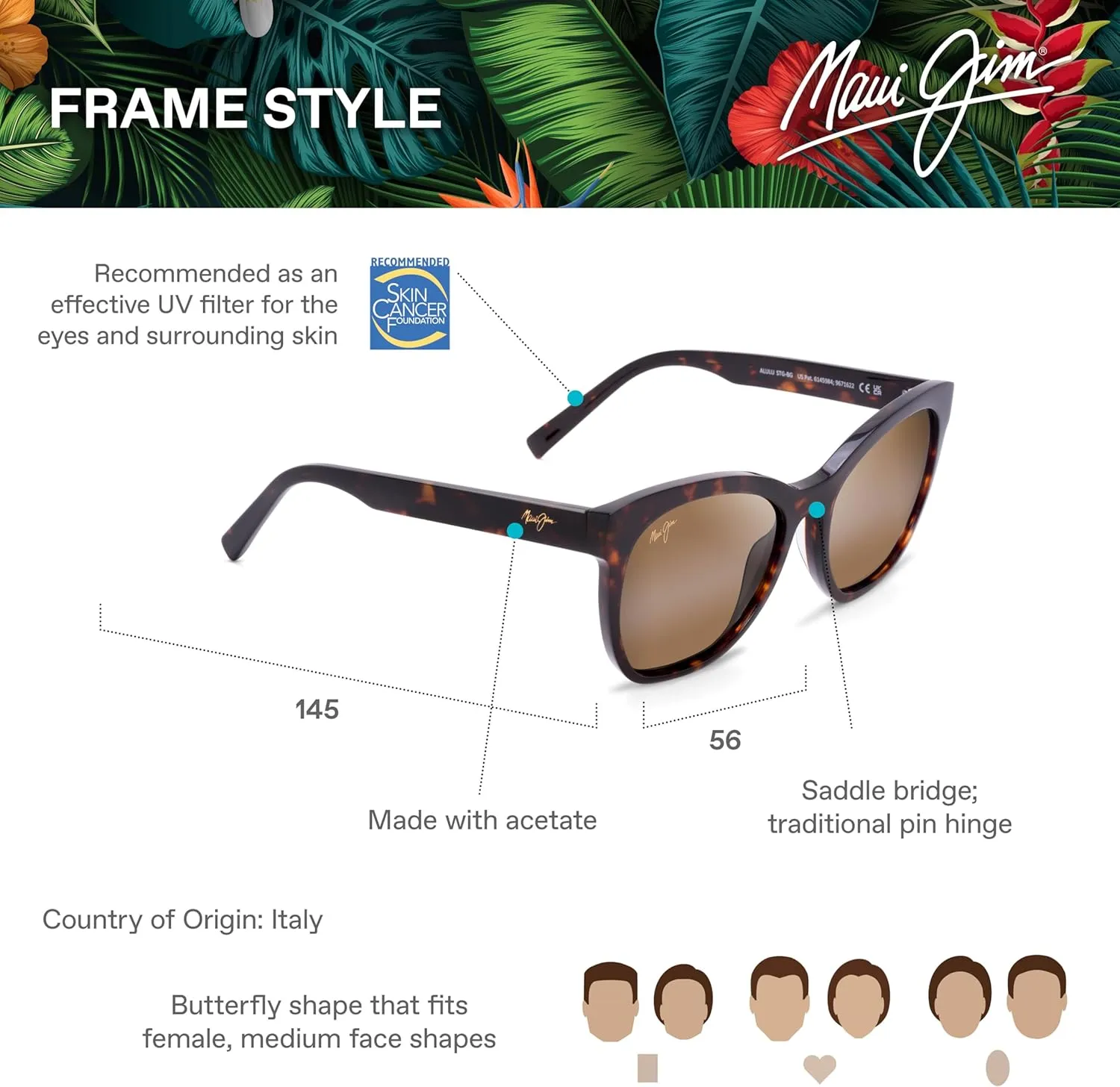 Maui Jim Women's Alulu Polarized Cat Eye Sunglasses