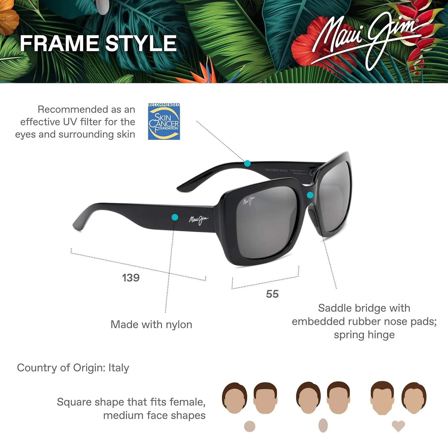 Maui Jim Women's Two Steps Polarized Fashion Sunglasses