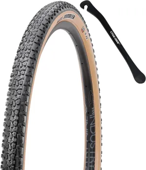 MAXXIS Rambler Dirt and Gravel Bike Tire - Tan Sidewall - 700c - Bundle with Cycle Crew Tire Lever