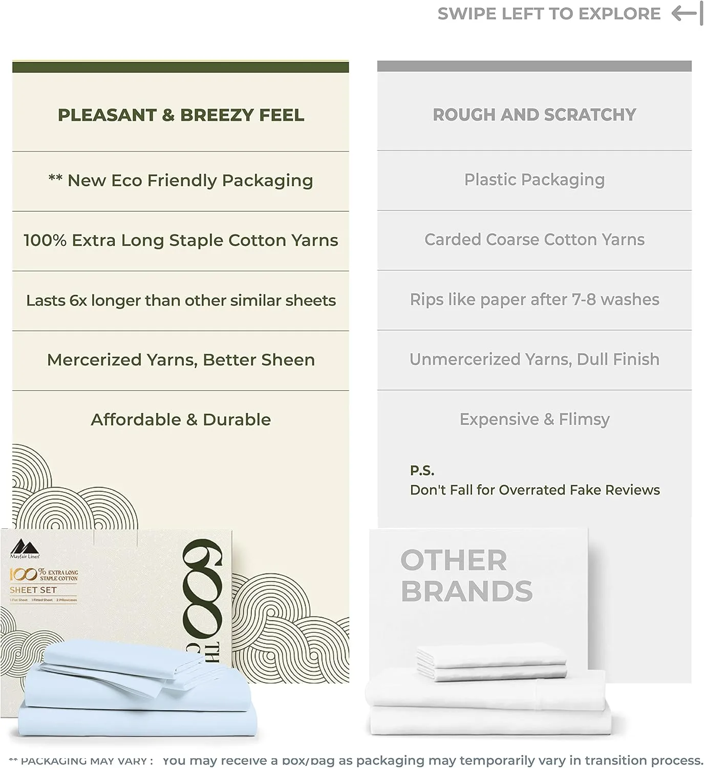 Mayfair Linen 100% Egyptian Cotton Queen Size Sheet Set - 4 PC 600 Thread Count Egyptian Cotton Sheets Set for Queen Size Bed (Light Blue), Soft, Cooling, Luxury Hotel 16" Deep Pocket Sateen Bedsheet