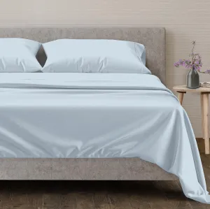 Mayfair Linen 100% Egyptian Cotton Queen Size Sheet Set - 4 PC 600 Thread Count Egyptian Cotton Sheets Set for Queen Size Bed (Light Blue), Soft, Cooling, Luxury Hotel 16" Deep Pocket Sateen Bedsheet