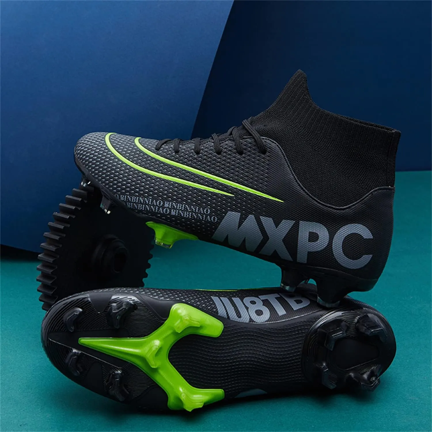 MDPCX Competitive Unisex Soccer Shoes Men Women Indoor Outdoor Football Boots Athletic Turf Mundial Team Cleat Running Sports Lightweight Breathable Anti-Skid Damping Shoes