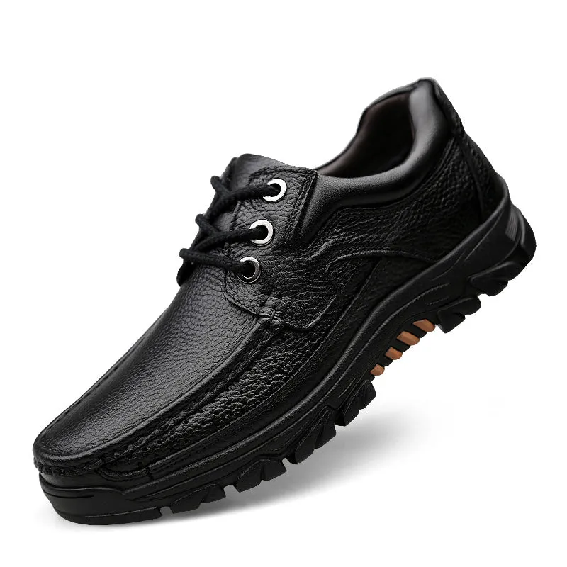 Men Cow Leather Comfy Soft Slip On Oxfords