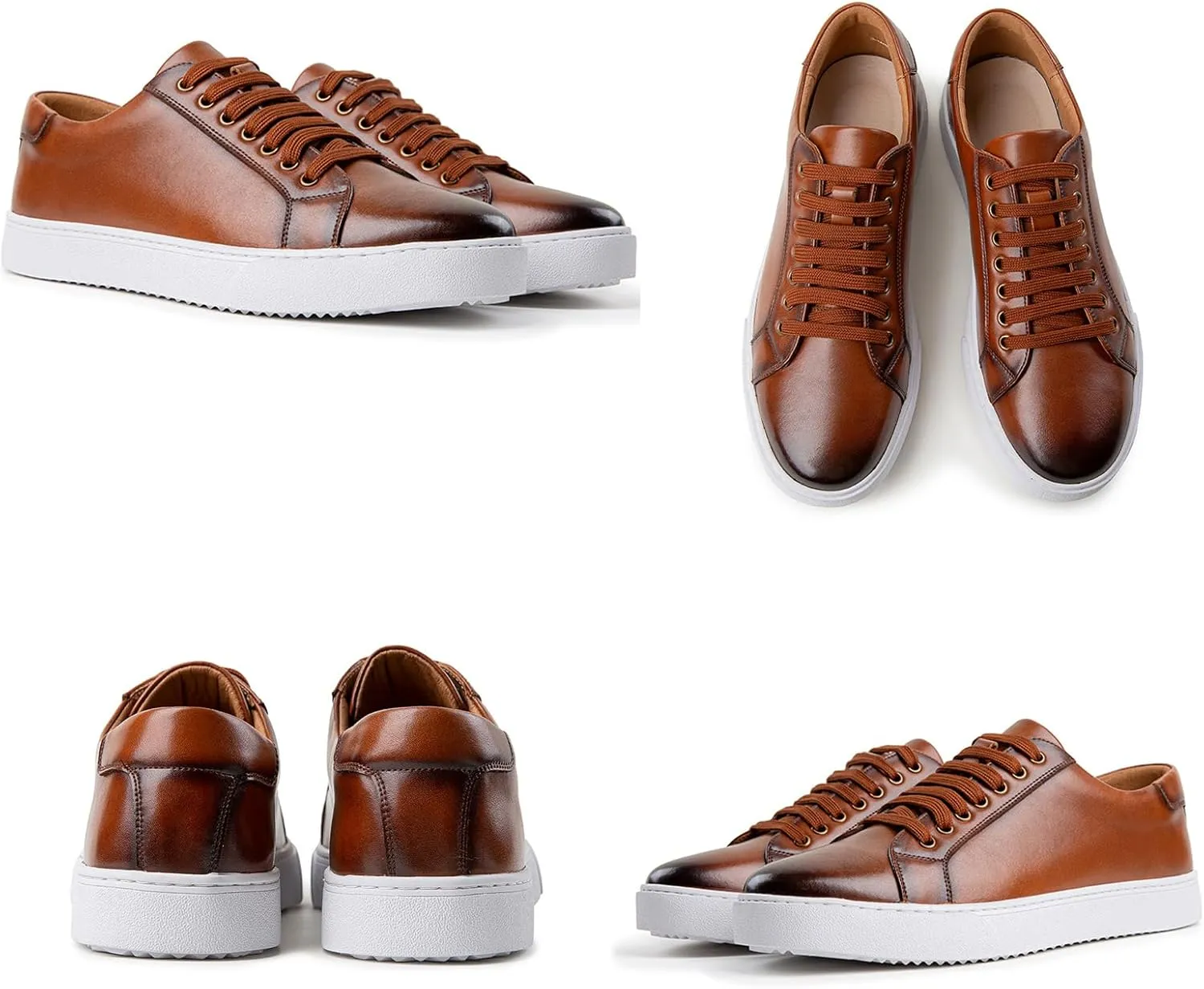 Men Fashion Leather Lace-Up Flat Oxfords Sneakers,Casual Low Top Comfortable Non Slip Walking Shoes Business Dress Shoes