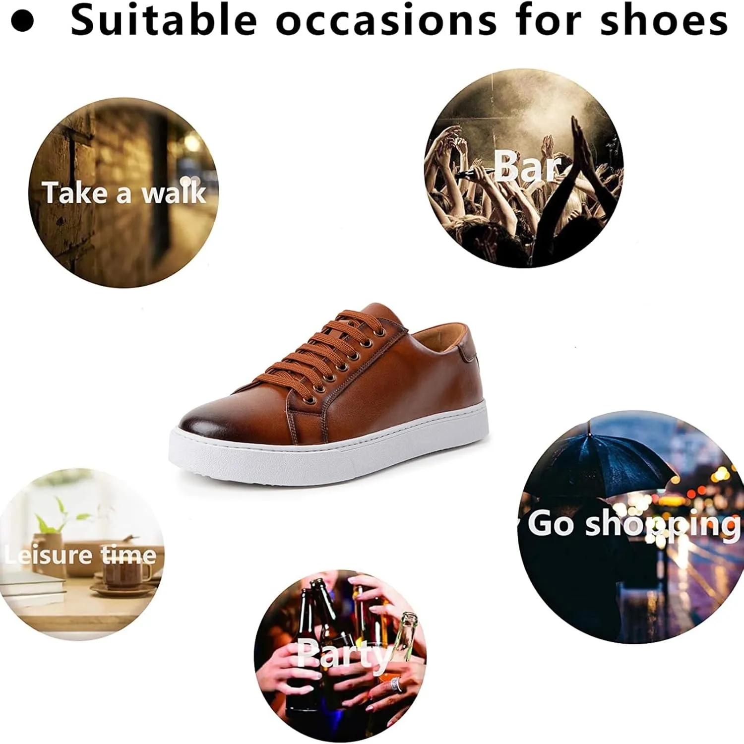 Men Fashion Leather Lace-Up Flat Oxfords Sneakers,Casual Low Top Comfortable Non Slip Walking Shoes Business Dress Shoes