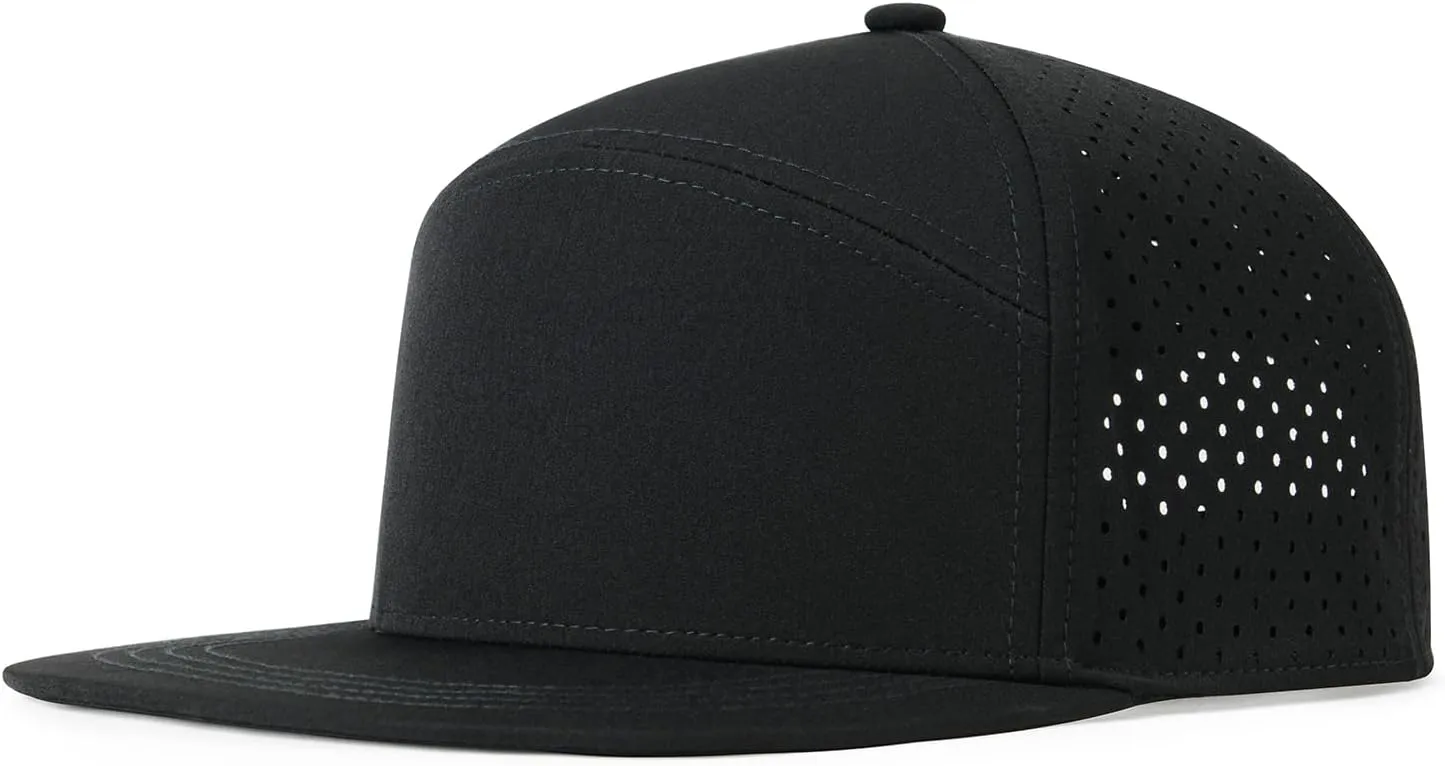 Men Flat Brim Adjustable Performance Hat Snapback Laser Perforated Baseball Cap
