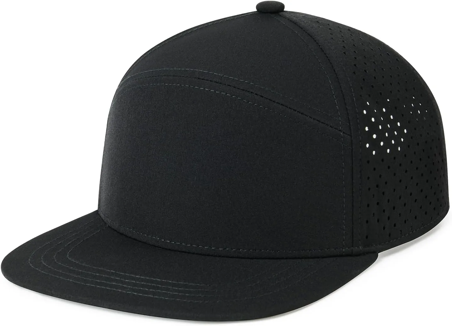 Men Flat Brim Adjustable Performance Hat Snapback Laser Perforated Baseball Cap
