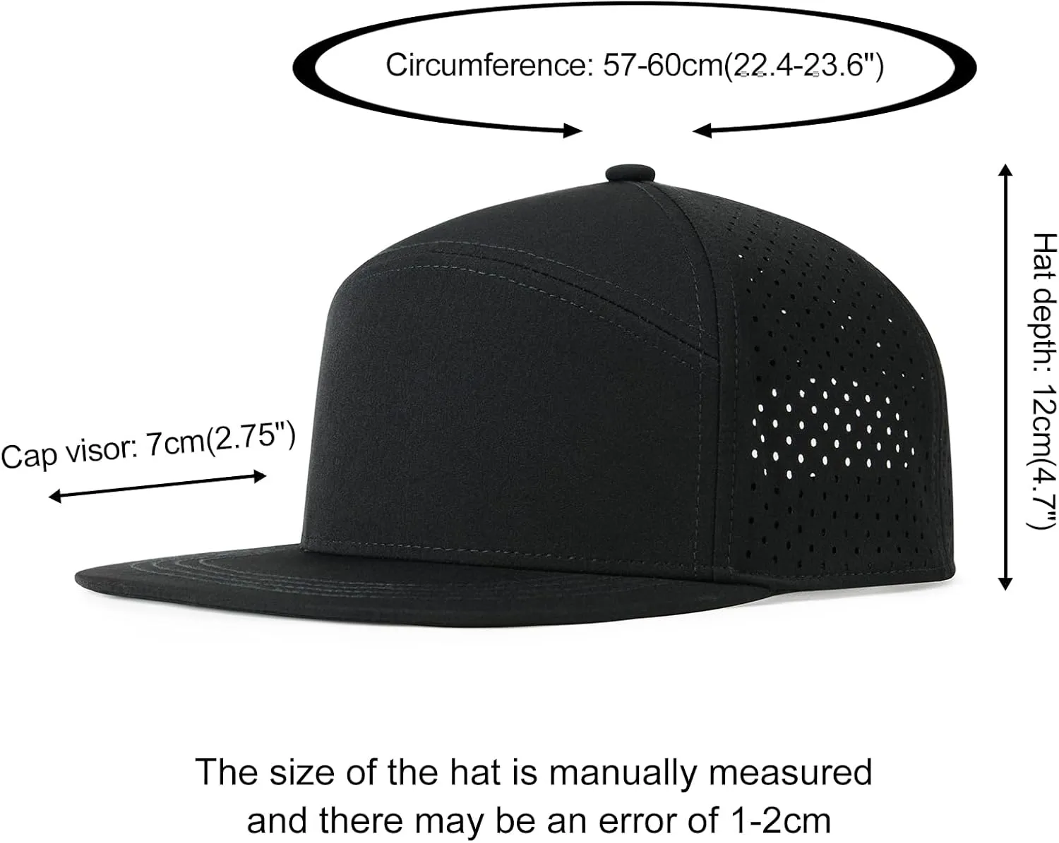 Men Flat Brim Adjustable Performance Hat Snapback Laser Perforated Baseball Cap