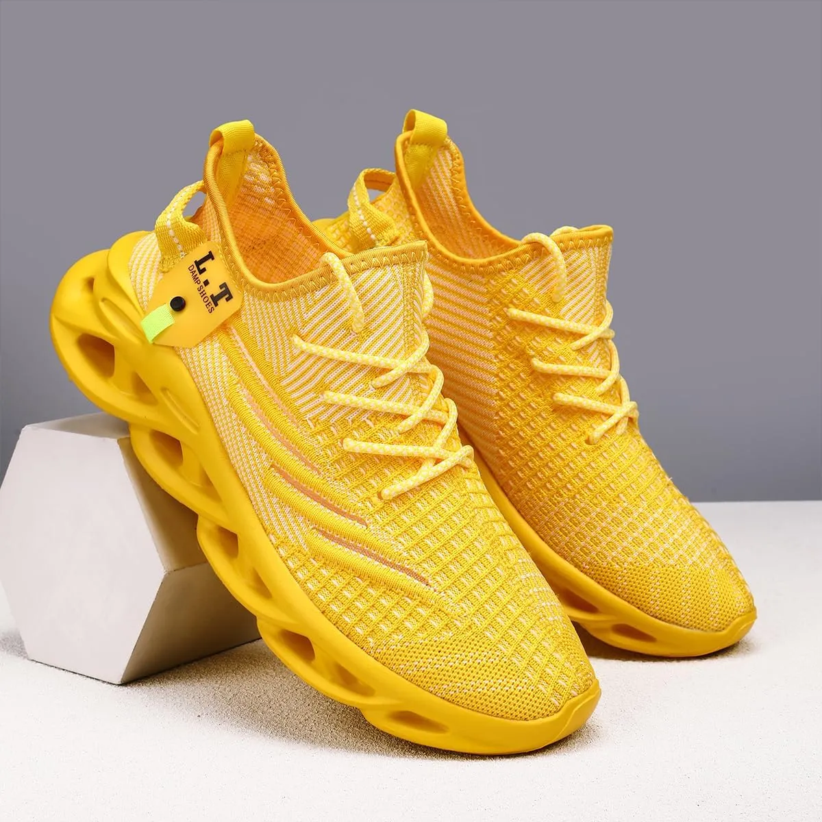 Men Running Shoes Slip On Tennis Walking Shoes Lightweight Breathable Sneakers for Gym Work Casual Soft Sole Trainers Non Slip Athletic Footwear