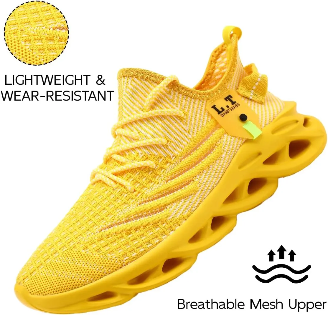 Men Running Shoes Slip On Tennis Walking Shoes Lightweight Breathable Sneakers for Gym Work Casual Soft Sole Trainers Non Slip Athletic Footwear