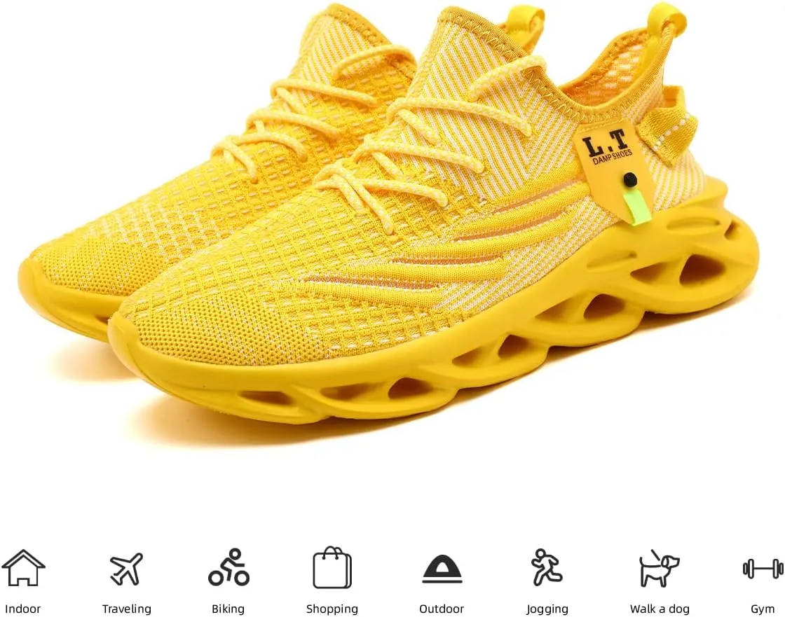 Men Running Shoes Slip On Tennis Walking Shoes Lightweight Breathable Sneakers for Gym Work Casual Soft Sole Trainers Non Slip Athletic Footwear