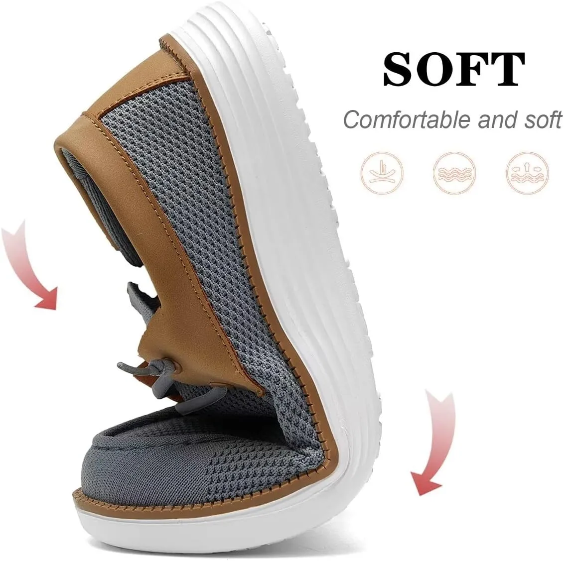 Mens Boat Shoes Casual Loafers Slip On Walking Dress Sneakers Mesh Business Oxfords Work Lightweight Soft Sole