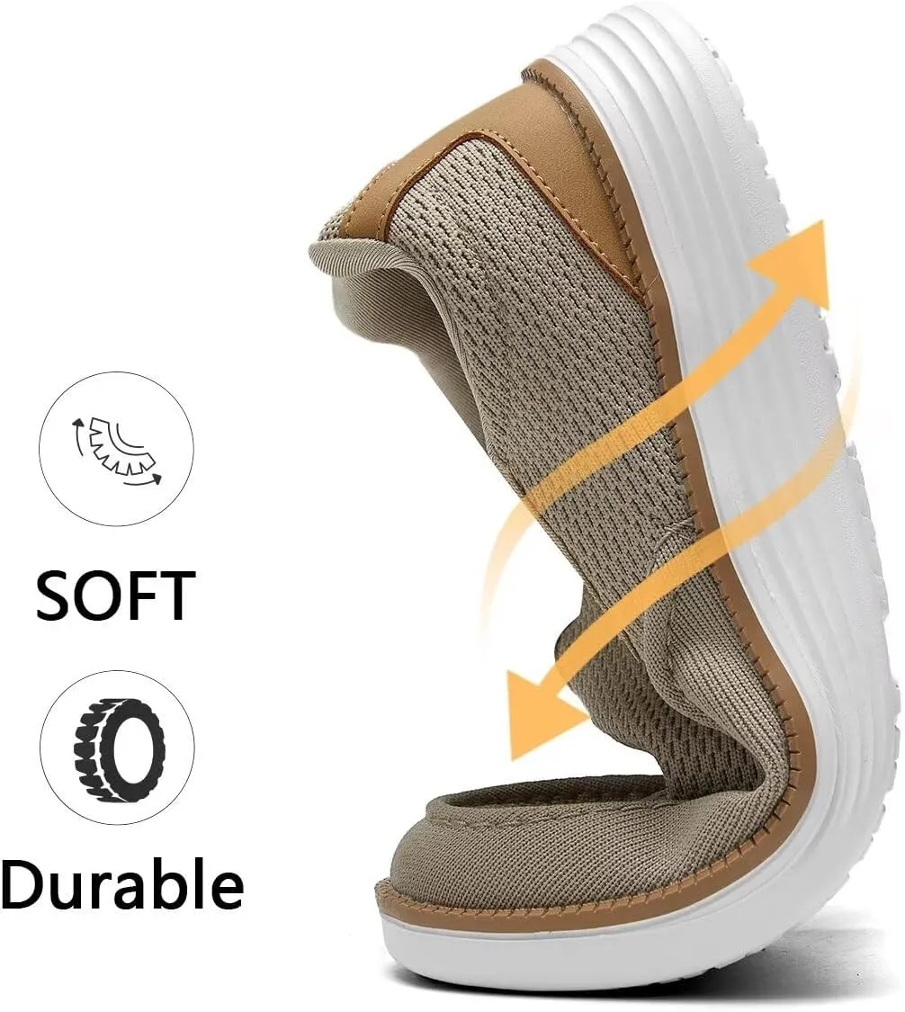 Mens Boat Shoes Casual Loafers Slip On Walking Dress Sneakers Mesh Business Oxfords Work Lightweight Soft Sole