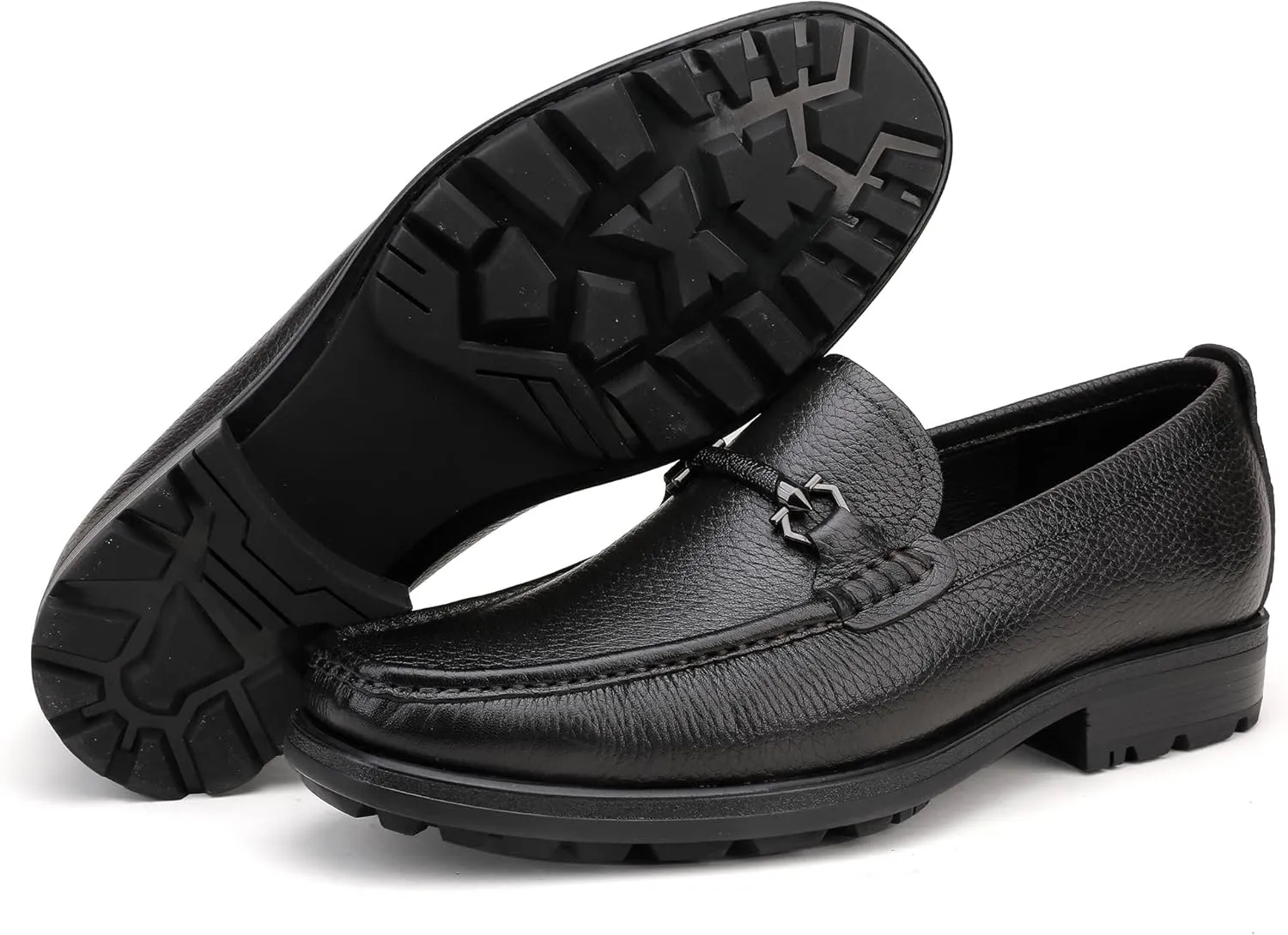 Men's Leather Penny Loafers, Classic Crocodile Printed Dress Shoes Soft Thick Sole Slip-On Dress Loafer for Mens Wedding Business Formal Shoes