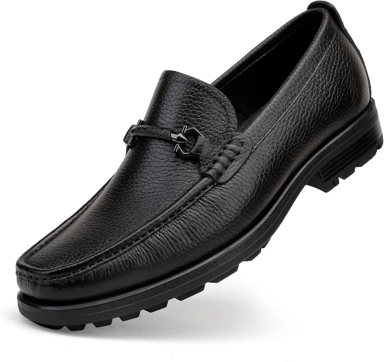 Men's Leather Penny Loafers, Classic Crocodile Printed Dress Shoes Soft Thick Sole Slip-On Dress Loafer for Mens Wedding Business Formal Shoes