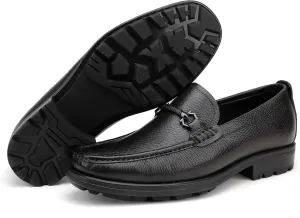 Men's Leather Penny Loafers, Classic Crocodile Printed Dress Shoes Soft Thick Sole Slip-On Dress Loafer for Mens Wedding Business Formal Shoes