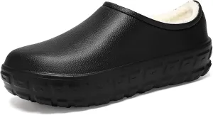 Men's Leather Slip-On Platform Chef Shoes Comfort Round Toe Waterproof Non Slip Soft Bottom Kitchen Loafers for Kitchen Office Nurse Shoes