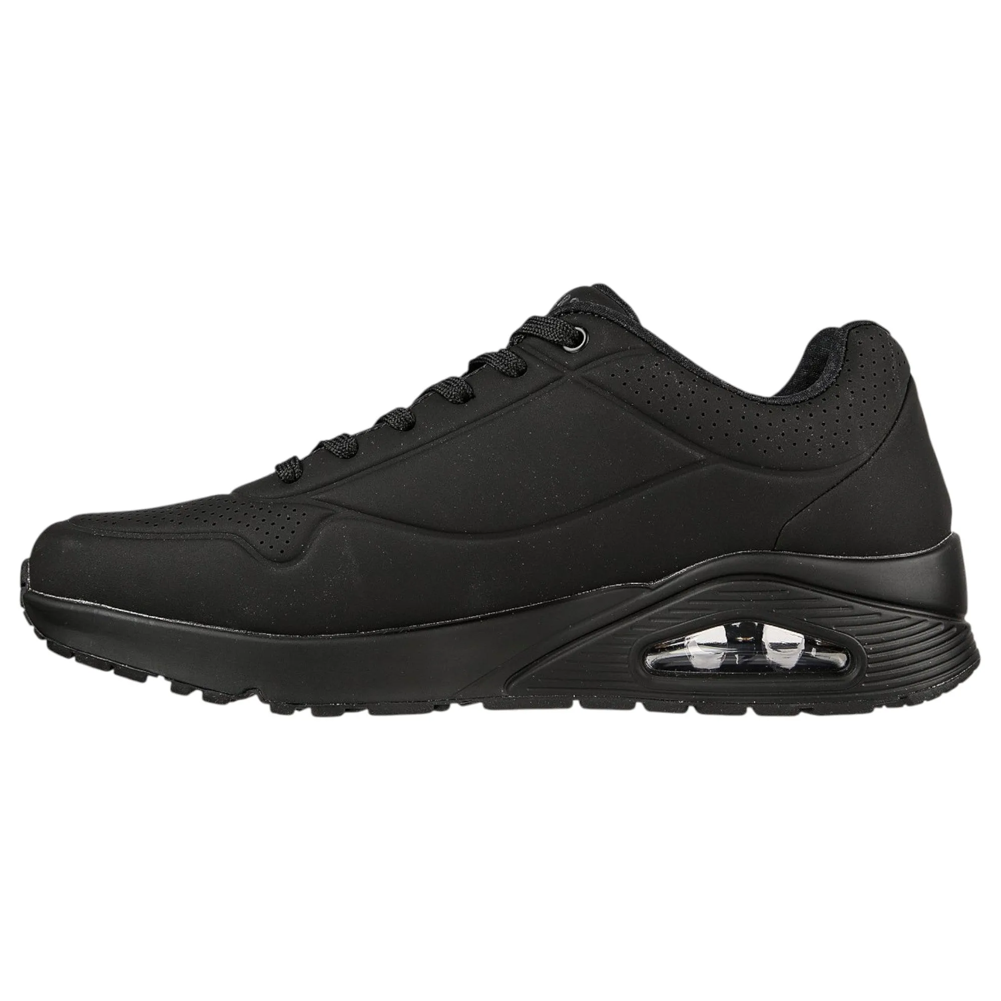 Mens Skechers Uno - Stand On Air Wide Fit Black/Black Sneaker Shoes