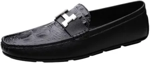 Men's Slip-On Penny Crocodile Pattern Loafers Ultra Light Genuine Leather Flat Shoes Classic Horsebit Tuxedo Wedding Shoes