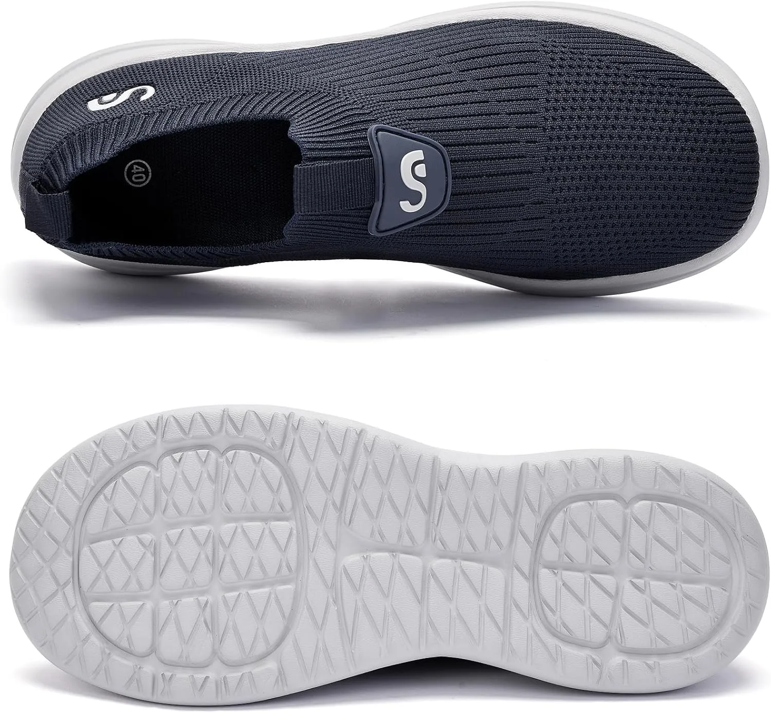 Men's Slip On Sneakers Walking Shoes Wide， Casual Soft Breathable Slip in Sock Sneakers，Non-Slip Rubber Sole, Workout,Athletic