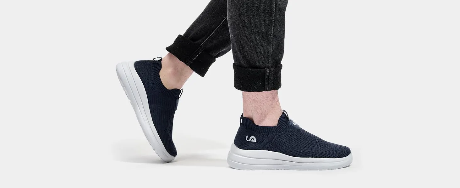 Men's Slip On Sneakers Walking Shoes Wide， Casual Soft Breathable Slip in Sock Sneakers，Non-Slip Rubber Sole, Workout,Athletic