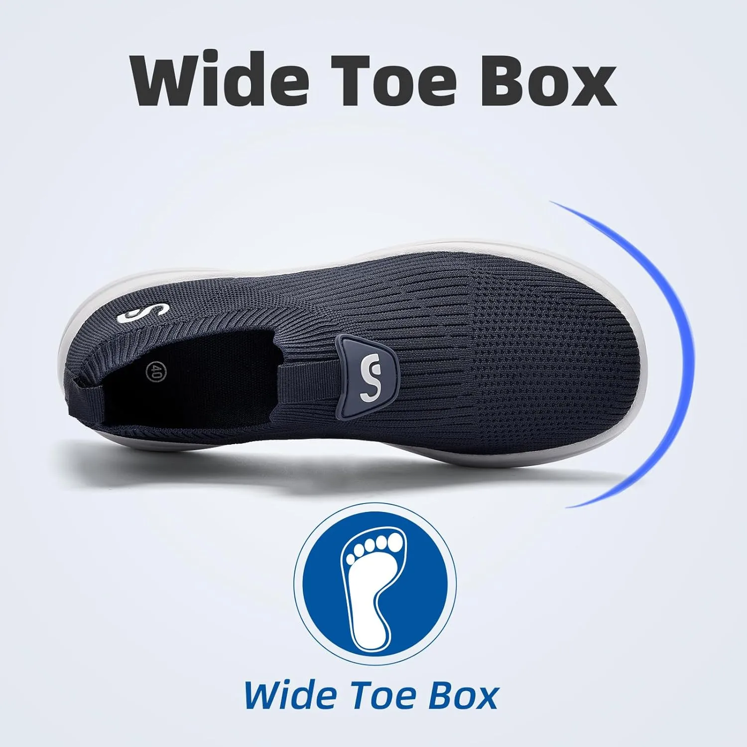 Men's Slip On Sneakers Walking Shoes Wide， Casual Soft Breathable Slip in Sock Sneakers，Non-Slip Rubber Sole, Workout,Athletic