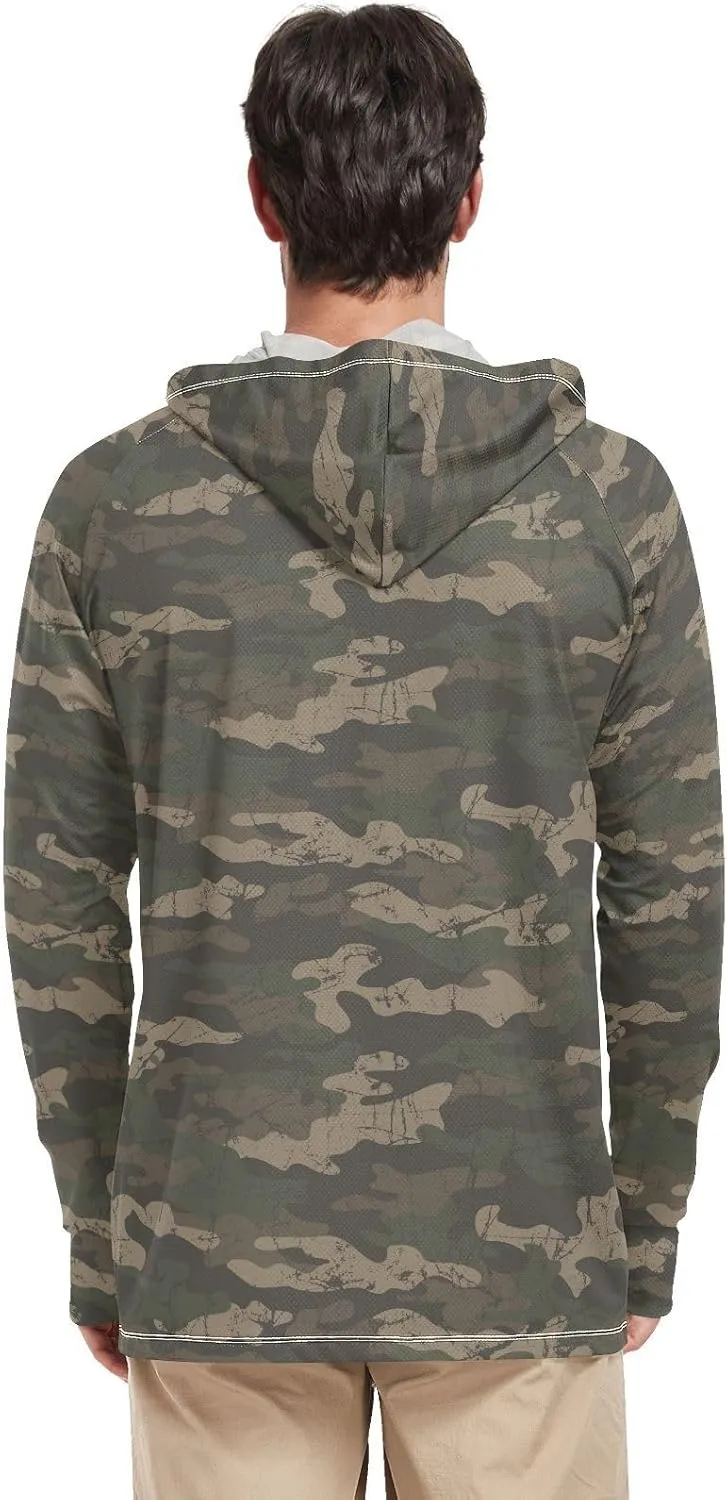 Men's Sun Protection Hoodie Long Sleeve Camo Mens Sun Shirts UPF 50  Beach Hoodies UV Rashguard for Men