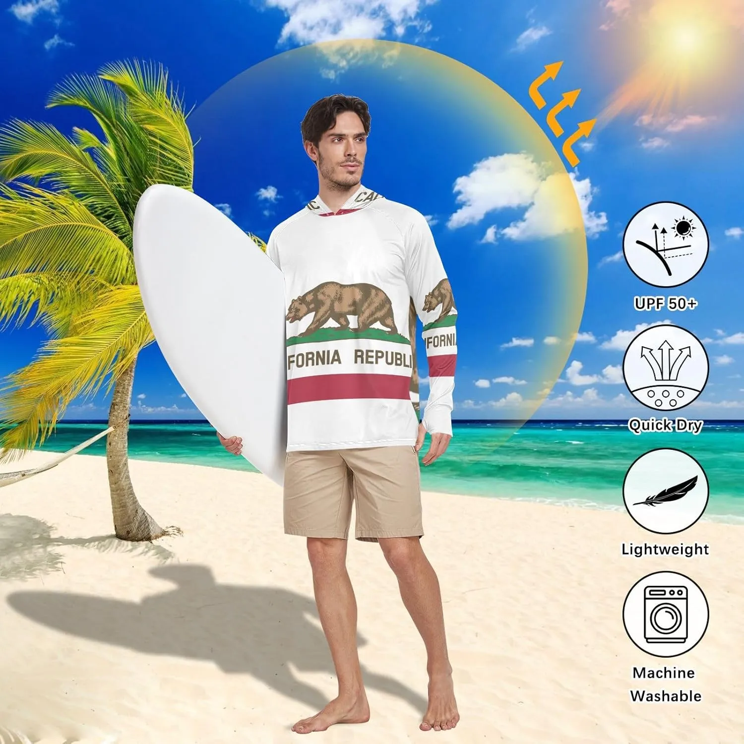 Men's Sun Shirts UPF 50  Sun Protection Hoodie SPF Jacket with Long Sleeves UV Protection Shirt Outdoor Hiking